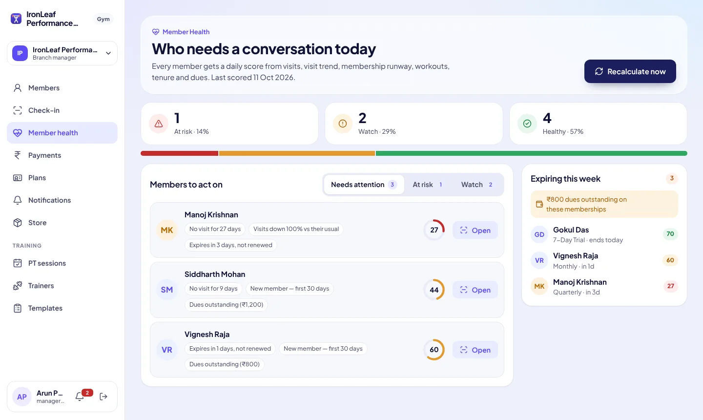 Member Health — who needs a conversation today